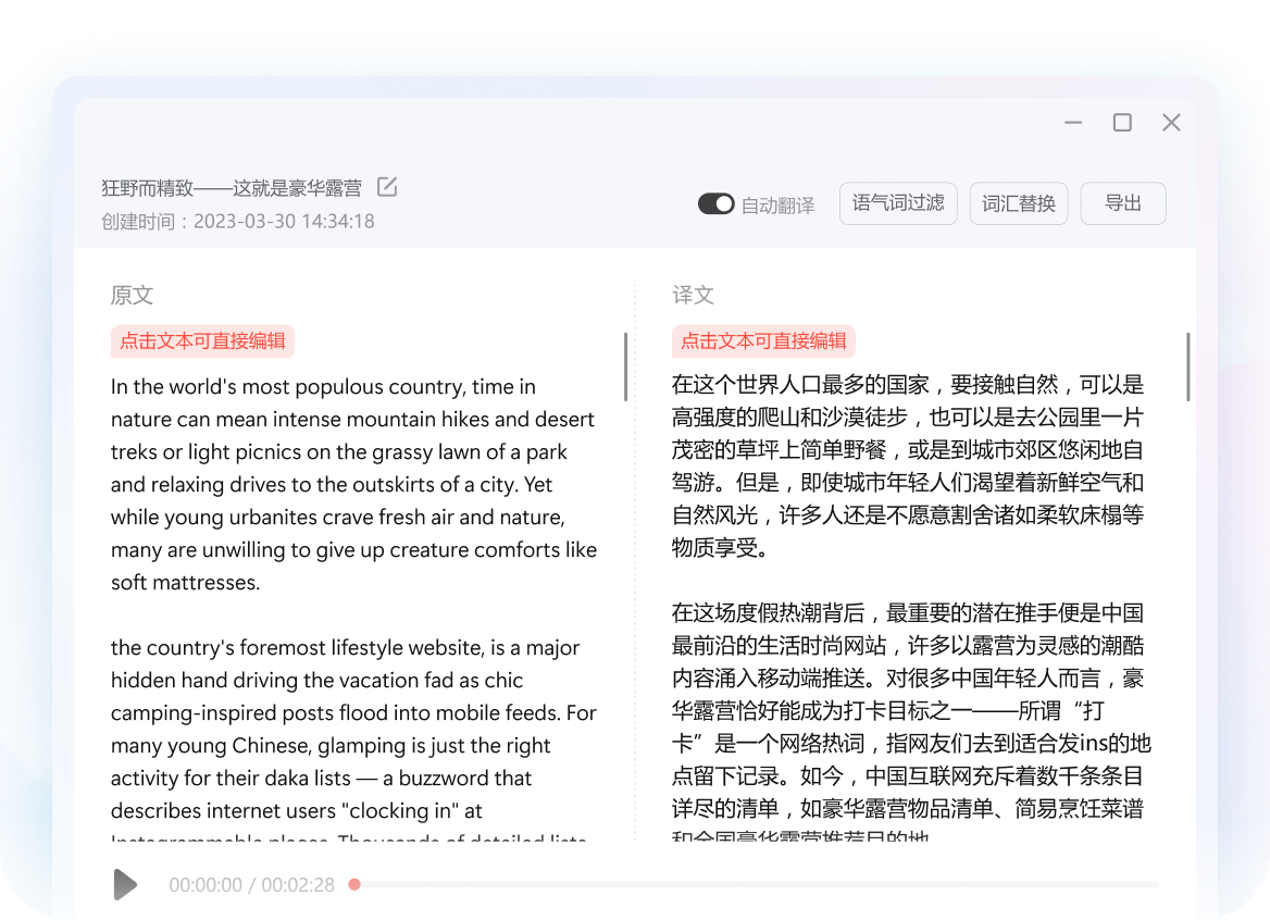音频翻译与转录功能